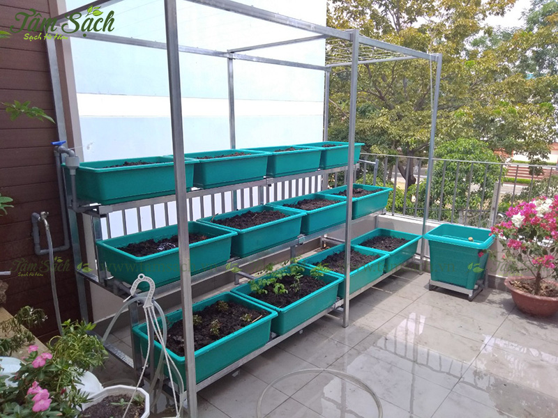 khay nhựa trồng rau thông minh tưới tự động