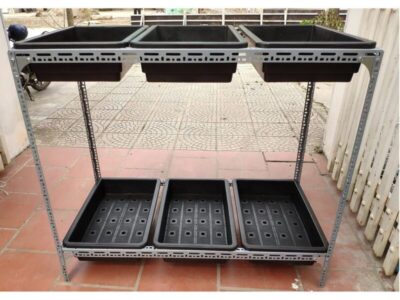kệ trồng rau sắt V lỗ thẳng đứng 6 khay rau