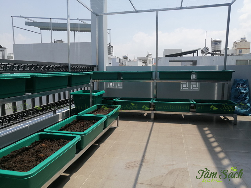 Thiết kế kệ trồng rau sạch 2 tầng
