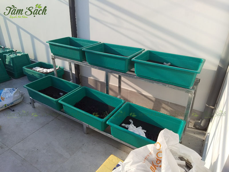 Thiết kế kệ trồng rau sạch 2 tầng