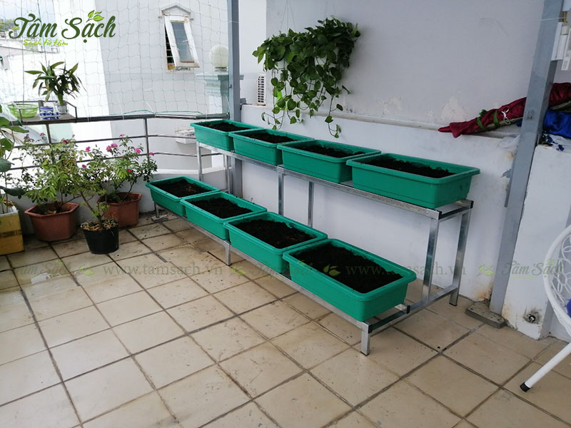 Thiết kế kệ trồng rau sạch 2 tầng