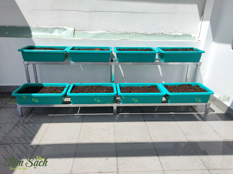 Thiết kế kệ trồng rau sạch 2 tầng